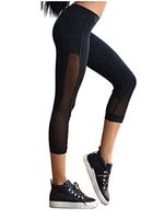 Gillberry Women Skinny Leggings of Mesh Yoga Leggings Fitness Sports Pants (M, Black)