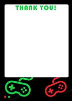 30 Blank Thank You Cards Green Red Black Video Game Design Birthday Party + 30 White Envelopes