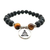 Lava Stone Reiki Distance Bead Tiger Eye Religion Symbol Buddha Yoga Essential Oil Healing Zen Prayer Bracelet