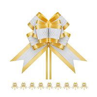 PACKHOME 10 Extra Large Gift Bows, 7.5 inches, Pull Ribbons and Bows for Gifts, Gift Wrap Bows for Decorating Presents Gold