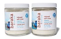 Baraka Neti Pot Infused Salt Rinse Sinus Relief Nose Cleaner with 5 Essential Oils of Virginia Cedarwood, Palmarosa, Green Myrtle, Fir Balsam and Rosemary - 8 oz Jar - 2 Pack