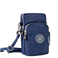 Multifunctional Mini Zipper Waterproof Nylon 3 Layers Storage Crossbody Phone Pouch Handbag Belt Handbag (Blue)