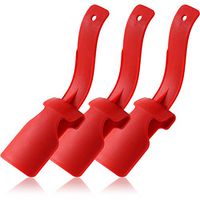 3 Pieces Lazy Shoe Helper Portable Lazy Shoe Lifting Helper Plastic Handled Shoe Horn for Easy Shoe Put On and Off, Fit for Men Women and Kids (Red)