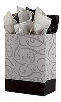 Medium Black & Silver Swirl Paper Shopping Bags - Case of 25