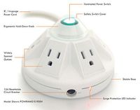 POWRAMID Surge Protector - E900L120-P1 - 3ft Power Cord - Color: White