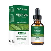 Organic Hemp Oil, 100% Natural Sleep Aid Anti Stress Hemp Extract Drops for Pain, Anxiety & Stress Relief, 5000mg (5000mg)