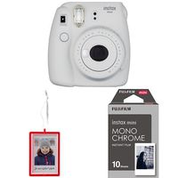 Fujifilm Instax Mini 9 Instant Camera - Smokey White with Holiday Ornament and Mini Monochrome Film