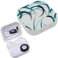Portable Contact Lens Case Box Travel Kit Mirror + Bottle + Tweezers Container Holder [ Dry Brush Stroke Circular ]