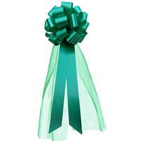 Large Emerald Green Pull Bows with Long Tulle Tails - 9" Wide, Set of 6, Christmas, St. Patrick's Day, Earth Day, Birthday, School Dance, Fundraiser, Spring, Decoration
