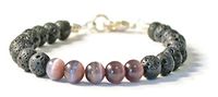 Beads-N-Style Amethyst Cat's Eye & Lava Stone Aromatherapy Bracelet, Essential Oil Diffusing Jewelry (7.5)