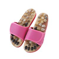Girllike Massage Slippers Foot Massager Shoes Massage The Acupoints with Magnetic Field Relax Sandals Natural Cobblestone Stones(Pink-XS(Women 6/Man 5))