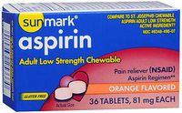 Sunmark Aspirin Adult Low Strength 81 mg Chewable Tablets Orange - 36 ct, Pack of 3