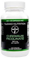 Chromium Picolinate 800mcg 150 pcs (4+ Month Supply) of Rapidly Disintegrating Capsules, Each with 800 mcg of Premium Quality Chromium Picolinate Powder, by TUDIMO