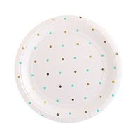 Illume Partyware Celebrate Happiness Gold & Mint Dots Dessert Plate - Pack of 10