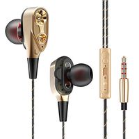 Ocamo 7D HiFi in-Ear Earphone Dual Dynamaic Driver Super Bass Stereo Headset Headphone Gold