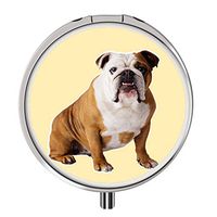 Pill Case - Compact 3 Compartment Medicine Organizer, Customized Round Pill Box for Pocket Traveling and Daily Needs - Bulldog