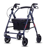 Rolling Walkers Aluminum Rollator Walker with Paded Seat and Backrest, Fits People Upto 6'2" - Folding Mobility Aid for Adult, Senior, Elderly & Handicap