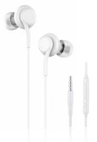 Design By Morelli Stereo Earphone Hi Fi Wired in Ear Headset 3.5mm with Braided Cable and in-line Mic (White Round)