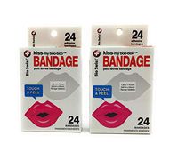 Kiss-My-Boo-Boo Lips Bio-Swiss Bandaids Bandages Bundle of 2 Packs Red -24 Each 48 Total