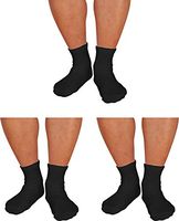 3 Pairs Pack Men's Physicians Approved Quarter Ankle Diabetic Cotton Socks (Black, Men's 10-13/ Fits Men's Shoe Size 7-12)