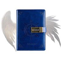 Peninsula Iron Box Digital Password Notepad Notebook Diary Daily Memos Planner Agenda Notebook Pu Leather Sketchbook with Lock Office Student Password JUSTMOO (Color : Blue)