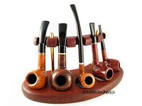 Fashion New Wooden Pipe Stand Rack Holder for 5 Tobacco Smoking Pipes. Handcrafted (5)