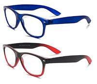 Specs retro 80's Vintage Reading Glasses (Matte Blue and Black/ Red Gradient) +1.00 2-Pack