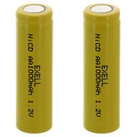 2x Exell AA 1.2V 1000mAh NiCD Flat Top Rechargeable Batteries for meters, radios, hybrid automobiles, high power static applications (Telecoms, UPS and Smart grid), radio controlled devices