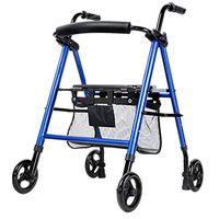 Walkers Aluminum Fold Up and Removable Back Support, Grip and Seat Height Can Be Adjusted, Padded Seat and 6" Wheels (Blue)