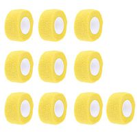 ESUPPORT 1 Inches X 5 Yards Yellow Self Adherent Cohesive Wrap Bandages Adhesive Wounds Strong Elastic First Aid Tape for Sport Wrist Ankle 10 Count