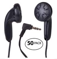 Bulk Wholesale 50 Pack Black 3.5mm in Ear Earbuds/Headphones / Earphones - Individually Sealed - 46" Length