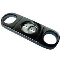 Prestige Import Group - Heavy Body Etched Guillotine Double Blade Cigar Cutter - Up to 62 Ring Gauge - Color: Gun Metal Finish