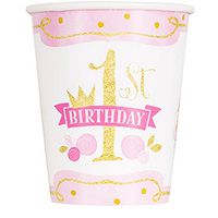 UNIQUE PARTY 1st Birthday Cups (One Size) (Pink/Gold)