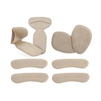 Finico 8pcs（4 set）Flannelette & Gel High Heel Pads-Heel Inserts, Heel Grips, Anti Slip Shoe Cushion, Ball of Foot Insoles, High Heel Liners, Heel Snugs for Men & Women（beige）