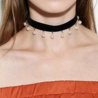 Artificial Pearl Pendant Flannel Necklace