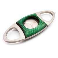 CyJay Stainless Steel Cigar Cutter Cherry Wood Guillotine Style Double Blades Cutter Perfect for Most Cigars (Green)