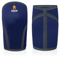 Sparthos Spartan Strength Knee Sleeves (Pair) Support & Compression for Weightlifting, Powerlifting & Squats Heavy Duty 7mm Neoprene (Indigo, L - Knee Measurement 16" - 17 3/4")