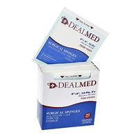 Dealmed Brand Sterile Gauze Pads for Protection of Minor Scrapes, Cuts & Burns, Non-Adhesive & Wound Care Dressing Pads, 12-Ply, 4 in. x 4 in, 25/Box