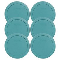 Pyrex 7201-PC 4 Cup Round Turquoise Plastic Food Storage Lid- 6 Pack (container not included)