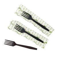 CiboWares 6.5 Inch Heavy Duty Disposable Black Forks, Individually Wrapped, Made from CPLA Bio-Plastic Material, Case of 1000