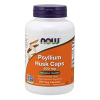 NOW  Psyllium Husk 500mg, 200 Capsules (Pack of 3)