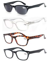 MODFANS Reading Glasses Women 4 Pack Vintage Men Sun Readers 1.75,Women's for Reading Comfort Spring Hinge Arm Eyeglasses-Lightweightest Square Frame Look Stylish to Wear,Come with Pouch