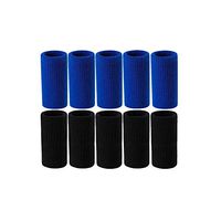 10 Pcs Basketball Fingers Compression Sleeves Volleyball Thumb Braces Support Elastic Finger Protector for Arthritis Blue+Black