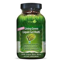 Irwin Naturals Women's Living Green Liquid-Gel Multi Vitamin - 70 Essential Nutrients, Full-Spectrum Vitamins, Wholefood Blend - Targeted Adrenal & Brain Support - 120 Liquid Softgels