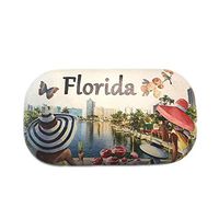 OH Fashion Souvenir Contact Lens Case Cities Designs Luxurious Florida Portable Case Travel Kit Contacts Holder Container Soak with Mirror, 1 Pack.