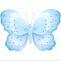 Hanging Butterfly Medium 10" Blue White Triple Layered Nylon Mesh Butterflies Decorations Decorate Baby Nursery Bedroom Girls Room Ceiling Wall Decor Wedding Birthday Party Baby Shower Bathroom Kid