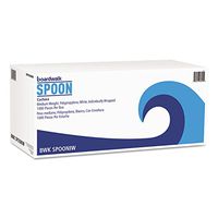 Boardwalk SPOONIW Mediumweight Wrapped Polypropylene Cutlery, Teaspoon, White, 1000/carton