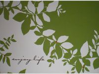 "Enjoying Life" Green/White Leaves Note Cards w/ Envelopes