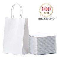 Quanyong Kraft Paper Bags 50Pcs 5.25 x3.75 x8 inchs Shopping Bag, Kraft Bags, Party Bags, Paper Bags with Handles (White)