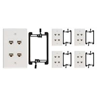 Buyer's Point 4 Port Cat6 Wall Plate, Female-Female White with Single Gang Low Voltage Mounting Bracket Device (5, 4 Port)